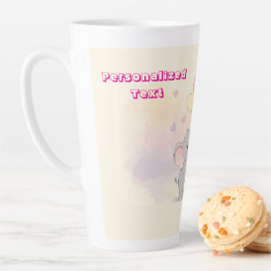 Caneca De Café Latte Presente Personalizado de Elefante Fofo para a Mam
