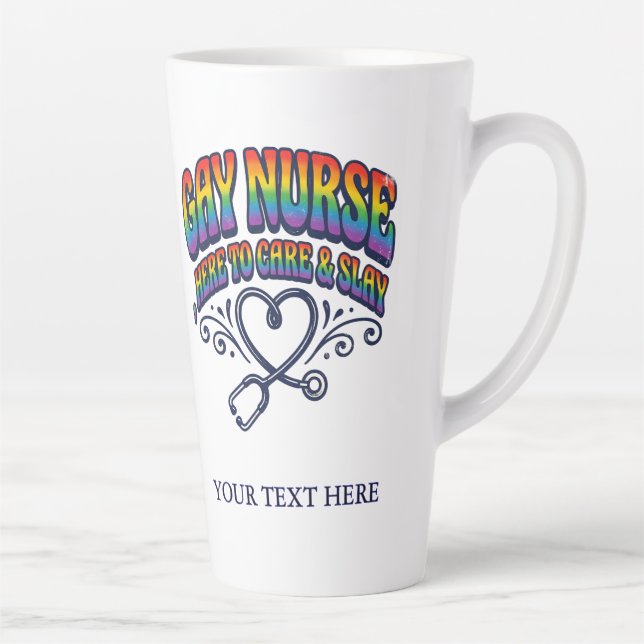 Caneca De Café Latte Presente Personalizado Orgulho Arco-Íris Enfermeir (Direita)