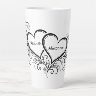 Caneca De Café Latte Presente Preto e Branco Nomes de Casais