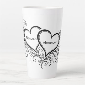 Caneca De Café Latte Presente Preto e Branco Nomes de Casais