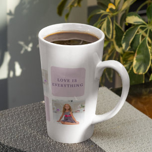 Caneca De Café Latte Presente Roxo do Feliz dia de as mães de Fotografi