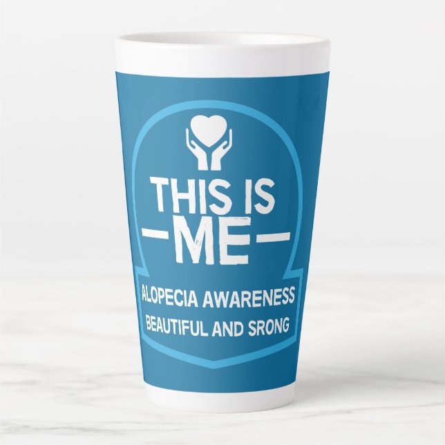 Caneca De Café Latte Presentes de Apoio à Conscientização da Alopecia (Frente)
