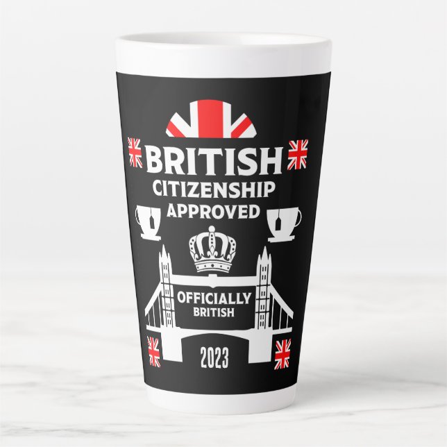 Caneca De Café Latte Presentes de Cidadania Britânica (Frente)