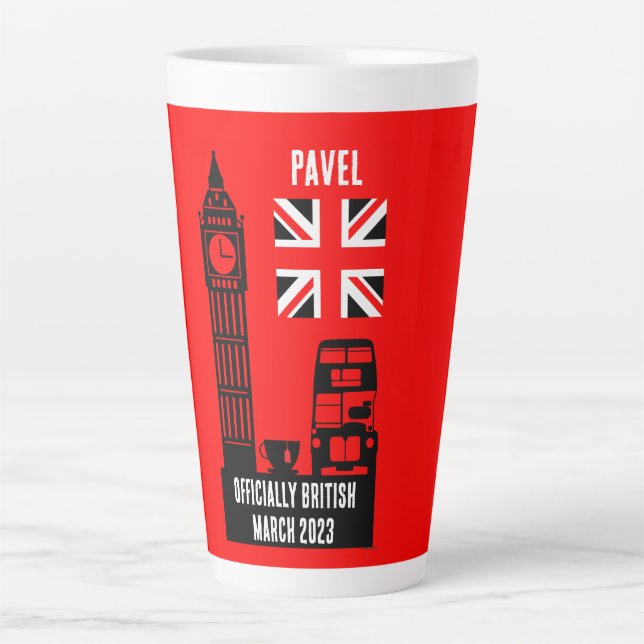 Caneca De Café Latte Presentes de Cidadania Britânica (Frente)