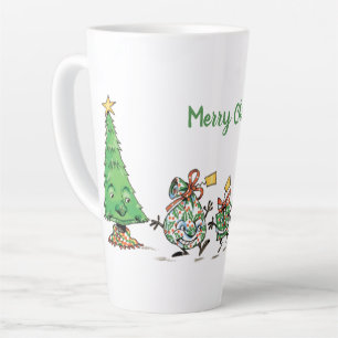 Caneca De Café Latte Presentes de Natal dançantes de desenho animado fo