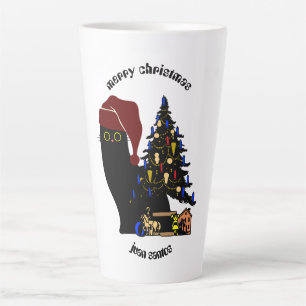 Caneca De Café Latte presentes de natal de gatos, nome personalizado