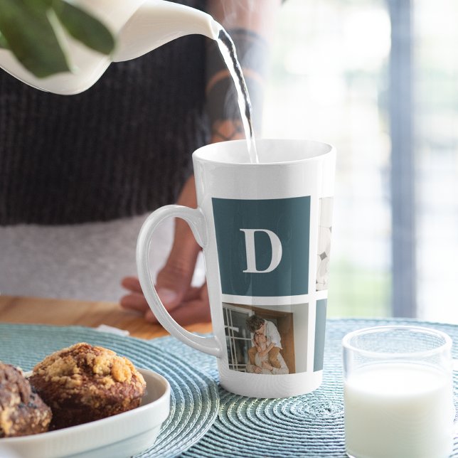 Caneca De Café Latte Presentes de Pai Verde e Foto para Pais de Colagem (Criador carregado)