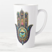 Preto Colorido Hamsa de Ouro c/ Terceiro Olho Turq