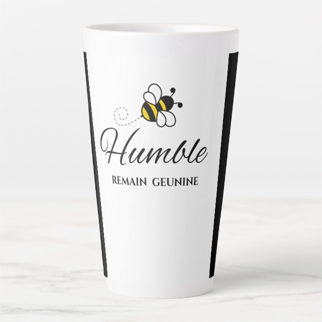 CANECA DE CAFÉ LATTE PRETO DE DUAS CORES PERMANECE ABELHA HUMILDE CERÂM (Frente)