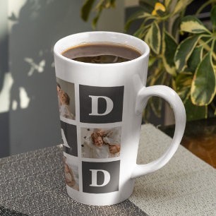 Caneca De Café Latte Preto Moderno   Foto de Colagem   Melhor presente 