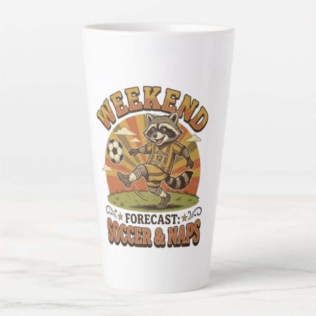 Caneca De Café Latte Previsão De Final De Semana Futebol E Sonecas Guax (Frente)