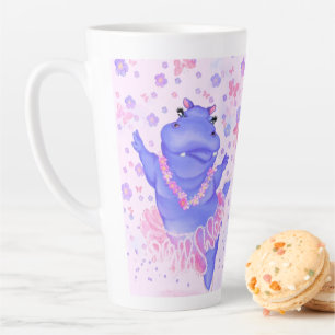 Caneca De Café Latte Prima Ballerina Hippo - Dançarina Feliz