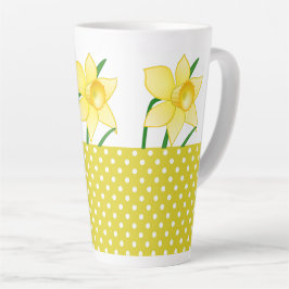 Caneca De Café Latte Primavera Daffodil Flower com Polka-Pontos Amarelo