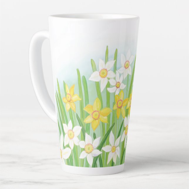 Caneca De Café Latte Primavera Daffodils (Ângulo esquerdo)