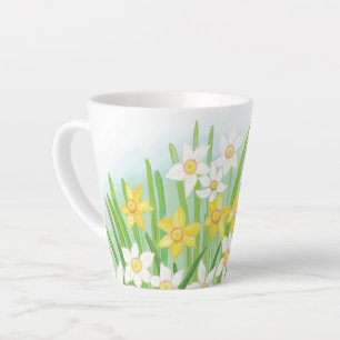 Caneca De Café Latte Primavera Daffodils Pequena Caneta Latina