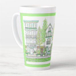 Caneca De Café Latte Primavera de Cidade Verde Grande Lata Grande Desen