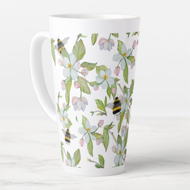 Caneca De Café Latte Primavera jardins e mamangabas (Ângulo esquerdo)