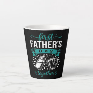 Caneca De Café Latte Primeiro Dia dos Pais Juntos