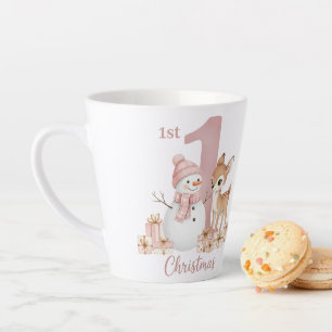 Caneca De Café Latte Primeiro Natal da Menina, Boneco de Neve, Cervo
