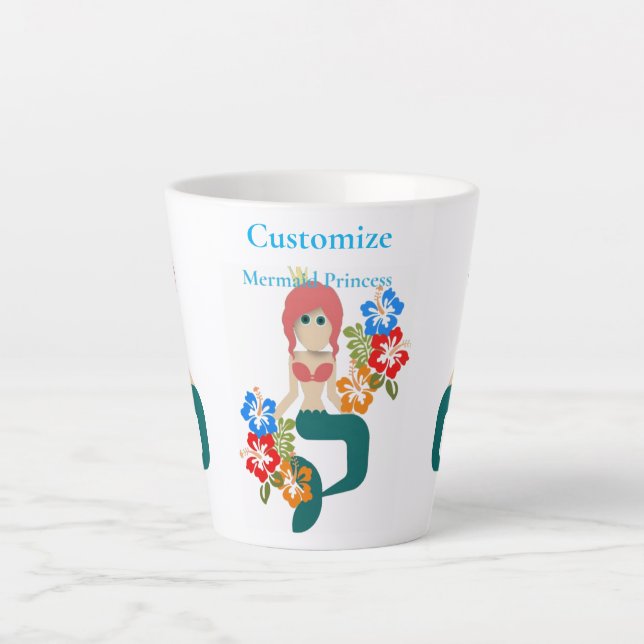 Caneca De Café Latte Princesa Sereia Ruiva Thunder_Cove (Frente)