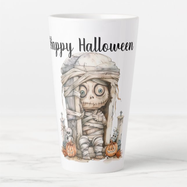Caneca De Café Latte Problema Tombside - Múmmy Mishead & Mini Monstros (Frente)