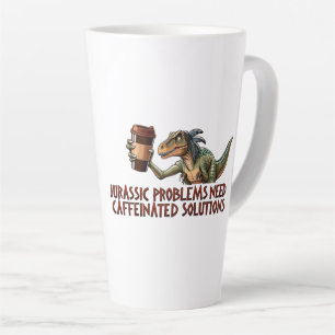 Caneca De Café Latte Problemas Jurássicos Necessitam de Soluções Cafein