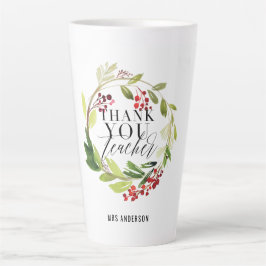 Caneca De Café Latte professor elegante de coroa floral