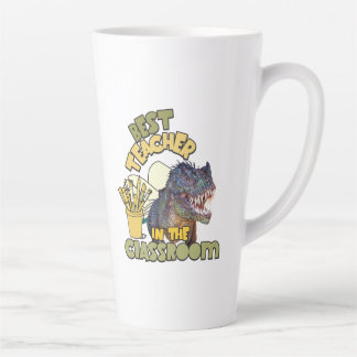 Caneca De Café Latte Professor Mais Engraçado de Dinossauro na Sala de