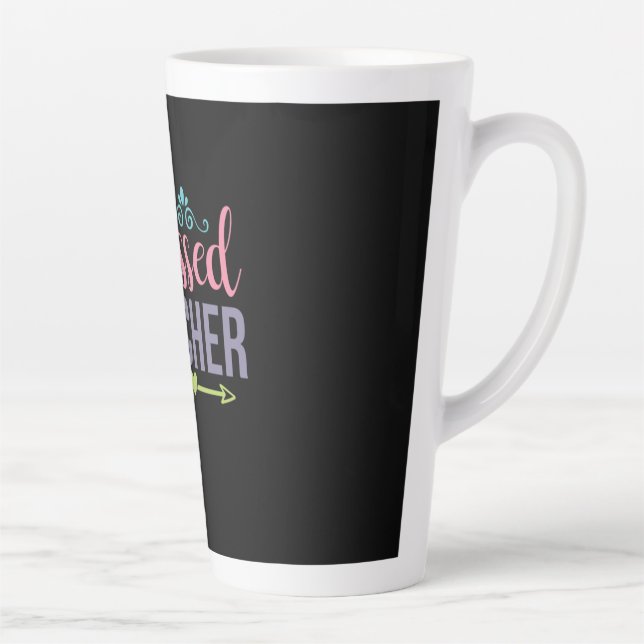 Caneca De Café Latte Professora de Arte Abençoada (Direita)