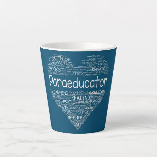 Caneca De Café Latte Professora Paraeducadora Professor de Coração Para