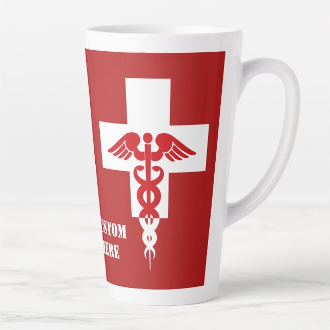 Caneca De Café Latte Profissional Médico de Texto Personalizado (Direita)