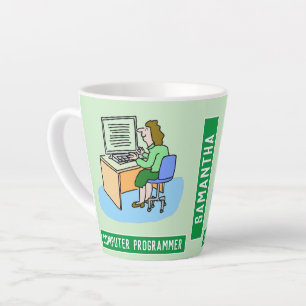 Caneca De Café Latte Programadora de Computador Feminina Com Escolha de