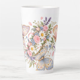 Caneca De Café Latte Projeto de Jardim de Borboletas Doces para Magia
