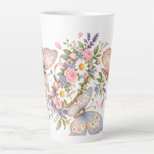 Caneca De Café Latte Projeto de Jardim de Borboletas Doces para Magia