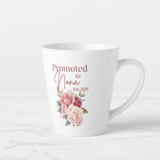 Caneca De Café Latte Promovido a Nona Mug - Presente da Avó Floral (Direita)