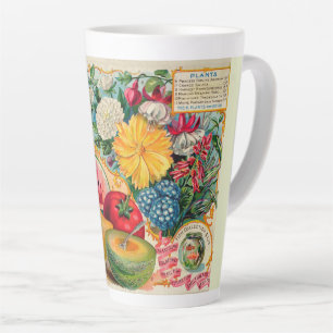 Caneca De Café Latte Propaganda de sementes de frutas e flores de veget
