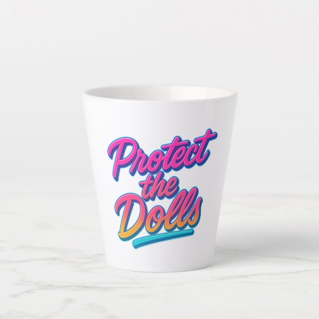 Caneca De Café Latte Protect the Dolls Neon Retro Art (Frente)