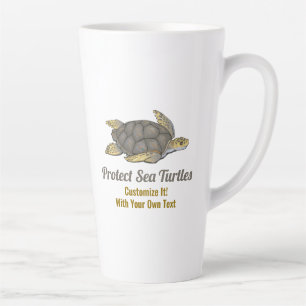 Caneca De Café Latte Proteger Tartarugas do Mar Personalizar