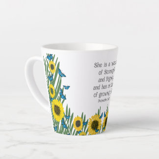 Caneca De Café Latte Proverbs 31:25 Borboletas Cristãs Religiosas