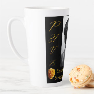 Caneca De Café Latte Proverbs 31 Mulher Preta e Amarela Lata Grande