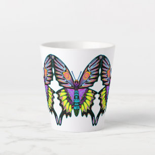 Caneca De Café Latte Psicodélica Paz Amor Borboleta Musical