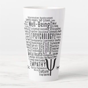 Caneca De Café Latte PSYCHOLOGY Word Cloud texto personalizado
