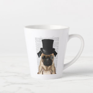 Caneca De Café Latte Pug, Formal Hound e Chapéu