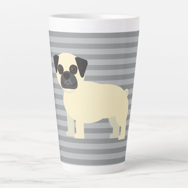 Caneca De Café Latte Pug Gray Lined (Frente)