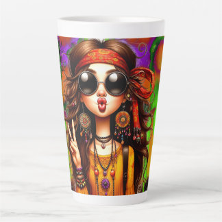 Caneca De Café Latte Pulky Hippie Moon Child Latte Mug