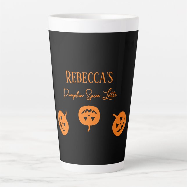 Caneca De Café Latte Pumpkin Black and Orange Pumpkin Spice Latg (Frente)