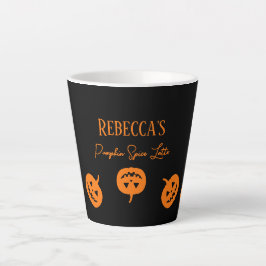 Caneca De Café Latte Pumpkin Black and Orange Pumpkin Spice Latg
