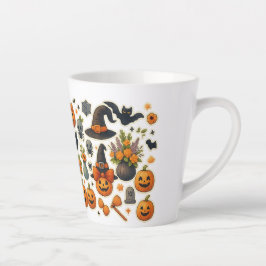 Caneca De Café Latte Pumpkin Fall Folhas Autumn Mug