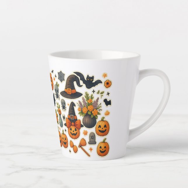 Caneca De Café Latte Pumpkin Fall Folhas Autumn Mug (Direita)