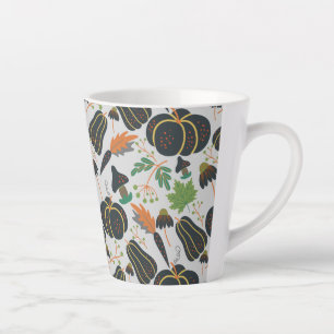 Caneca De Café Latte Pumpkin - padrão sem costura cenoura preto e branc